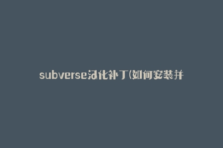 subverse汉化补丁(如何安装并使用)